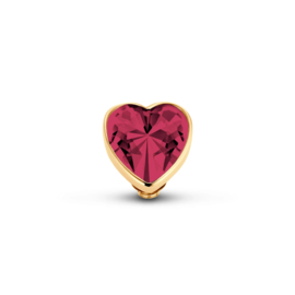 Melano Twisted Heart Steentje Goudkleurig Fuchsia