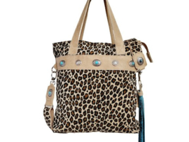 Ganesha - Elisa Leopard Shopper met Turquoise stenen