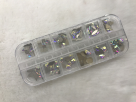 Crystal steentjes zilver AB mix in box