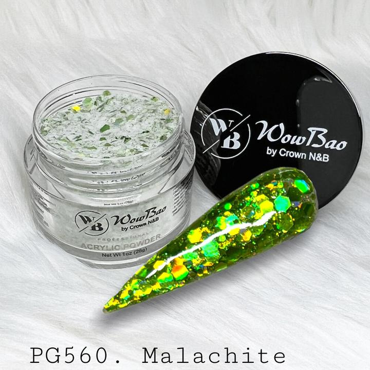 WowBao Nails acryl poeder Glitter nr 560 Malachite 28g