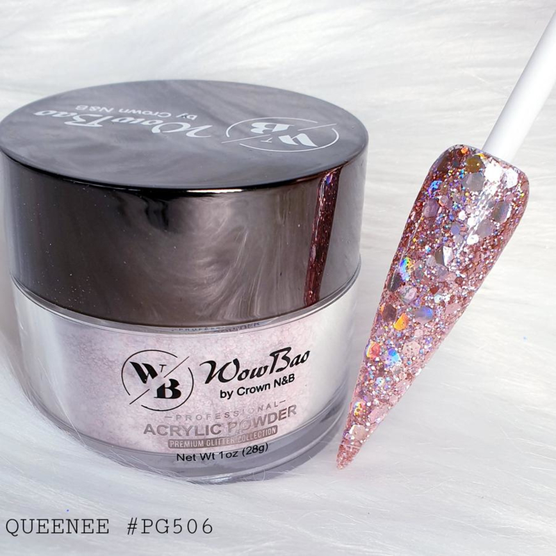 WowBao Nails acryl poeder Premium Glitter nr PG506 Queenee 28g