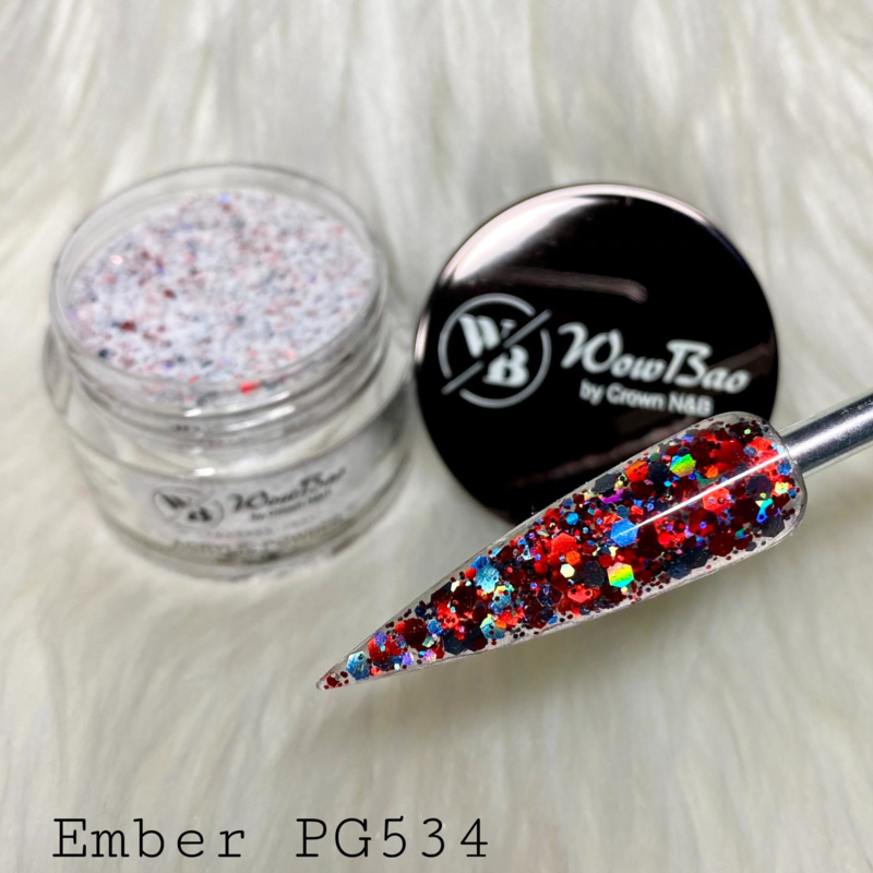 WowBao Nails glitter acryl poeder nr 534 Ember 28g