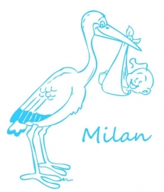 Geboortesticker - Ooievaar Milan