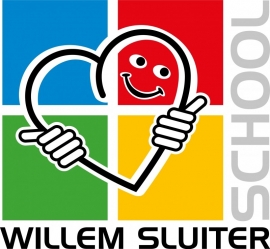 Maatwerk - full color transparante sticker Willem Sluiterschool