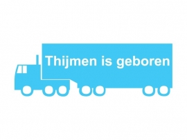 Geboortesticker - Thijmen vrachtauto