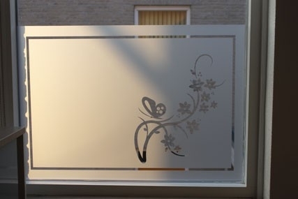 Wrak hoop noodzaak Raamfolie met rand en bloem (Binnen- Buitenzijde raam (plakzijde):  Binnenzijde raam/gespiegeld) | RAAMFOLIE (etched glass folie) | Smukhus