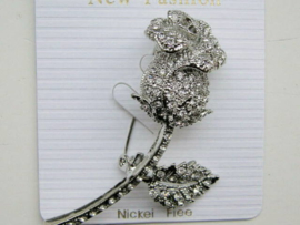 rozen strass broche zilverkleur