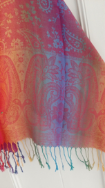 Regenboog kleuren sjaal katoen/ viscose
