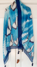 Nieuwe vlinder sjaal blauw/ wit