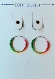 Gekleurde zilveren oorringetjes 12 mm doorsnee