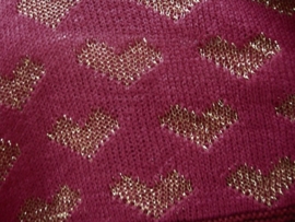 Lange roze/grijze sjaal met gouddraad en hartjes