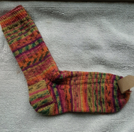 Handgebreide dames sokken mt 39/40 in warme kleuren