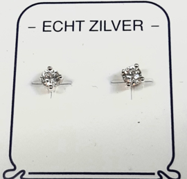 Zirkonia oorknopjes 3 mm naturel zilver