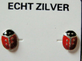 Lieveheersbeestjes oorknopjes zilver