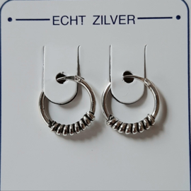 Oorringetjes 12 mm zilver bewerkt