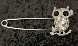 Sierspeld zilverkleurig uil 8,5 cm