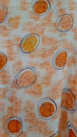 Mode sjaal in vrolijk oranje en geel katoen/ viscose.