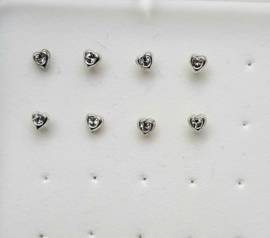 zilveren neuspiercing 3mm hartje + bolletje