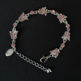 Swarovski vlinder armbandje roze voor smalle pols.