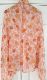 Mode sjaal in vrolijk oranje en geel katoen/ viscose.