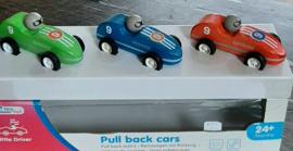 3 delige set race auto's van hout 10 cm