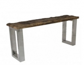 Railway sleeper side table met chroom poten