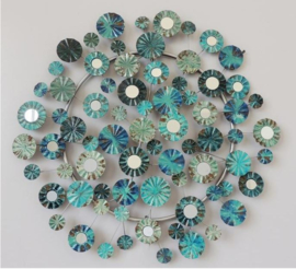 Metalen wand decoratie Blue Flowers