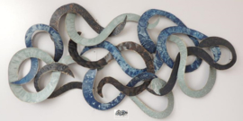 Abstract blauw - Metalen 3D wanddecoratie