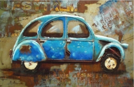 Blauwe Eend 2CV metalen schilderij