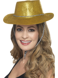 Cowboy glitter hoed goud