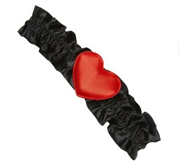 Kousenband zwart met hartje