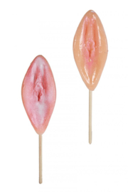 Zoete lolly, vagina, met aardbeiensmaak