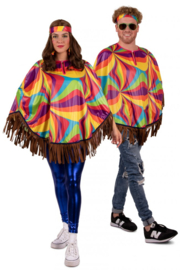 Poncho Hippie multicolor | luxe hippie kostuum
