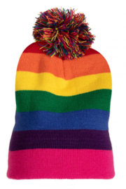 Mütze Regenbogen | Gestrickte warme Mütze Regenbogen