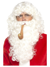 Kerstmannen set | pruik, baard, bril en pijp
