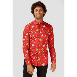 Christmas doodle red overhemd | Opposuits