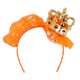 Haarband met kroontje oranje