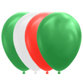 Ballonnen set groen wit rood  | 10 stuks