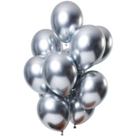 Ballonnen Mirror Effect Zilverkleurig 33cm - 12 stuks