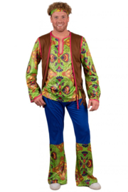Hippie Kostüm komplett Herren | grüner Kreis Anzug