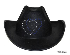 Cowboy hoed  met licht | zwart met hartjes verlichting