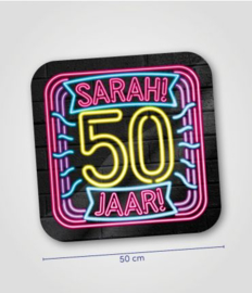Deurbord neon 50 jaar Sarah