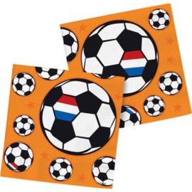 Servetten voetbal 33x33cm |oranje 20 stuks