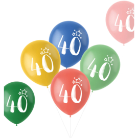 Retro ballonnen 40 jaar | 33cm / 6 stuks