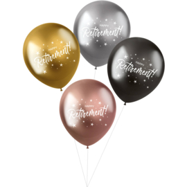 Ballonnen Shimmer 'Happy Retirement!' Electrum 33cm | 4 stuks