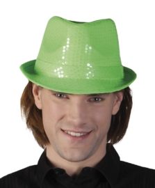 Neongrüner Hut mit Pailletten