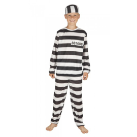 Kinderkostuum Boef Zwart/wit | gevangenis kostuum