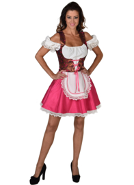 Dirndl Brokaat pink deluxe | Oktoberfest jurkje