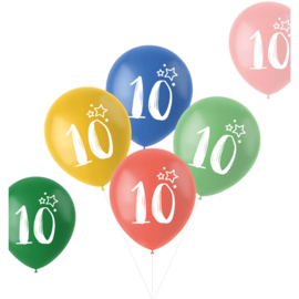 Retro ballonnen 10 jaar | 33cm / 6 stuks
