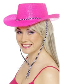 Cowboy glitter hoed neon pink
